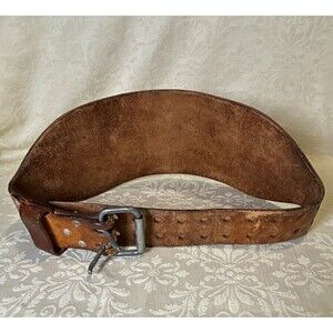 Vintage Altus Leather Weightlifting Belt Contoured Double Prong Powerlifting Gym